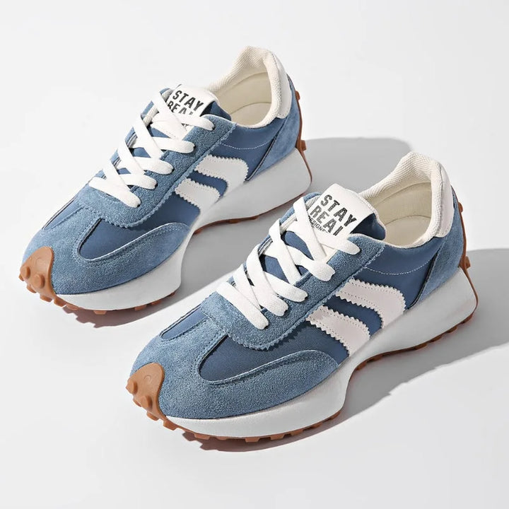 Blue retro chunky sneaker, side profile view