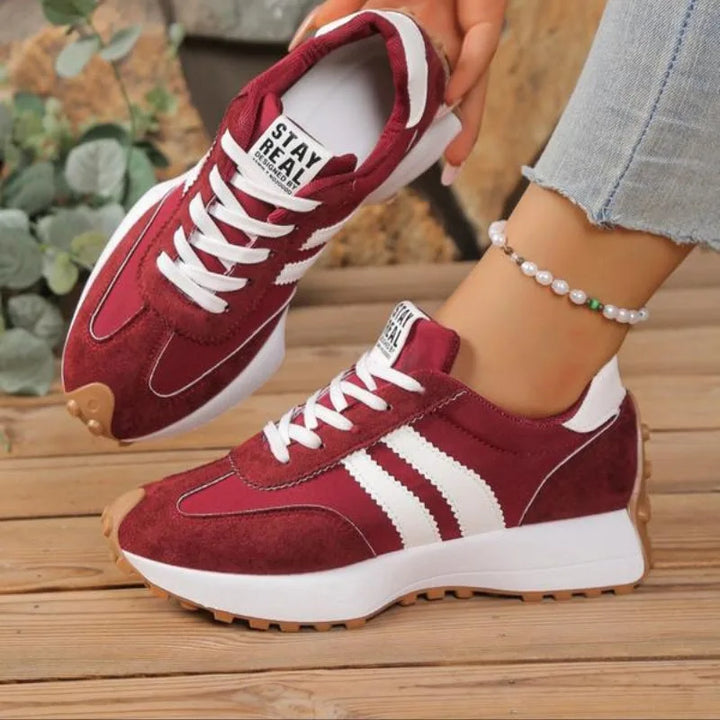 Red retro chunky sneaker, heel view