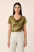 Aela | Cowl Neck Satin Top