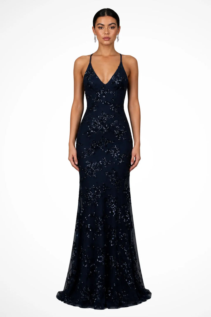 Aela | Sequin Criss-Cross Gown