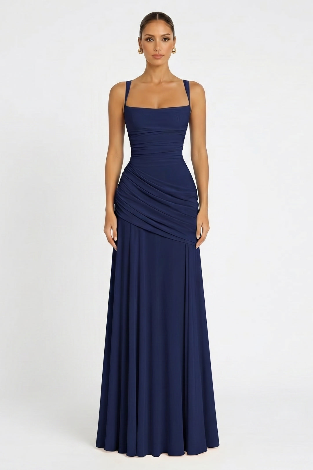 aria ruched maxi dress Women's Wedding Guest Ruched Chiffon Maxi Dress with Square Neckline – Lace  Alexander