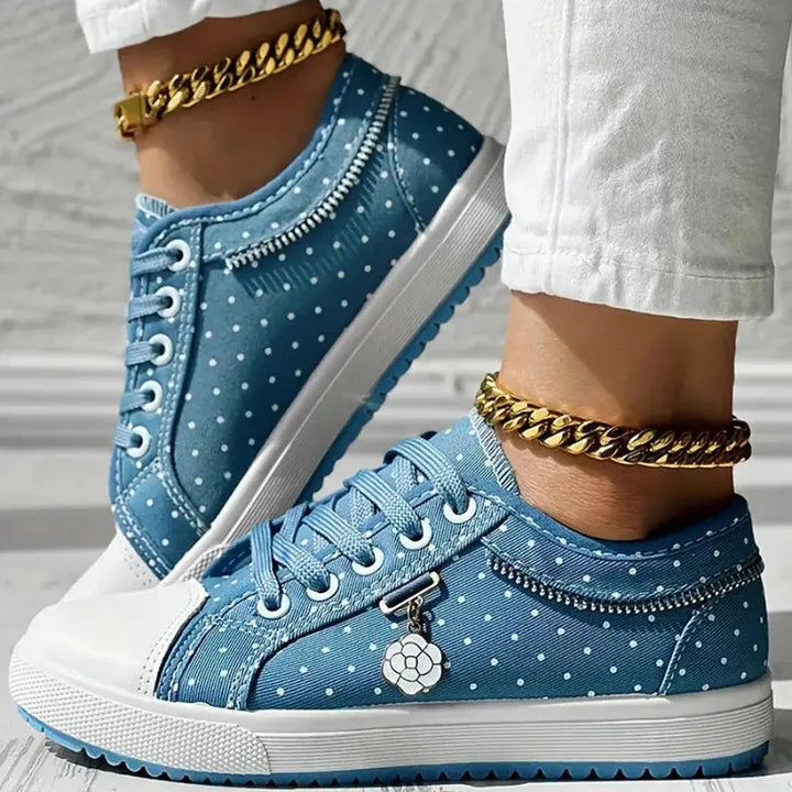 Sky blue embroidered mesh platform sneaker