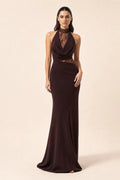 Celeste | Lace Panel Halter Gown