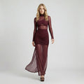 Demi | Sheer Mesh Ruched Maxi
