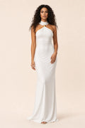 Dove | Gold Ring Halter Gown