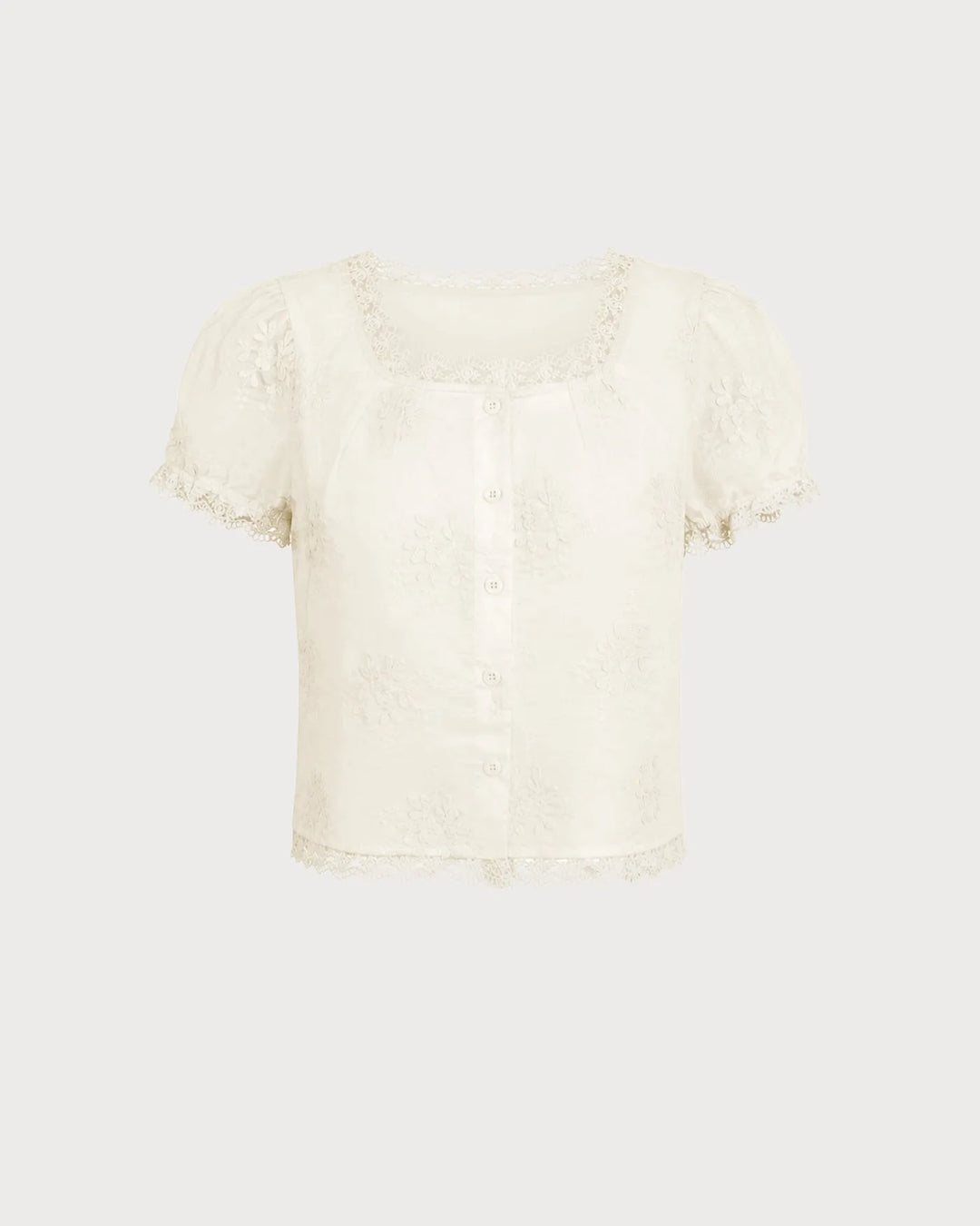 Eliza | Lace Trim Embroidered Blouse