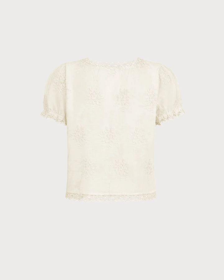Eliza | Lace Trim Embroidered Blouse