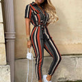 Elke | Striped Belted Jumpsuit