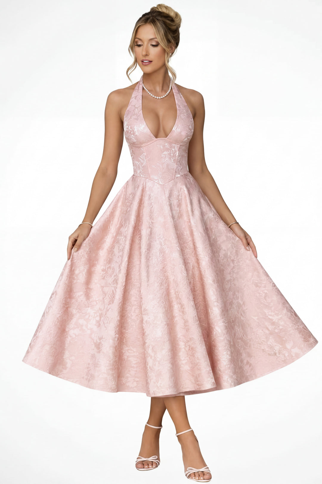 Eloise | Brocade Halter Midi