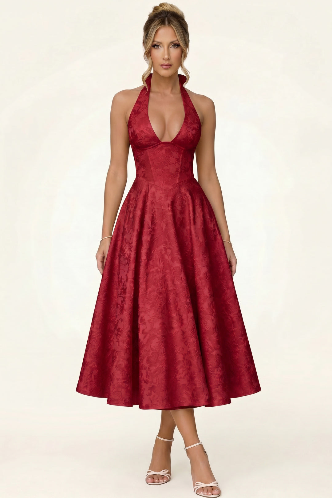 Eloise | Brocade Halter Midi