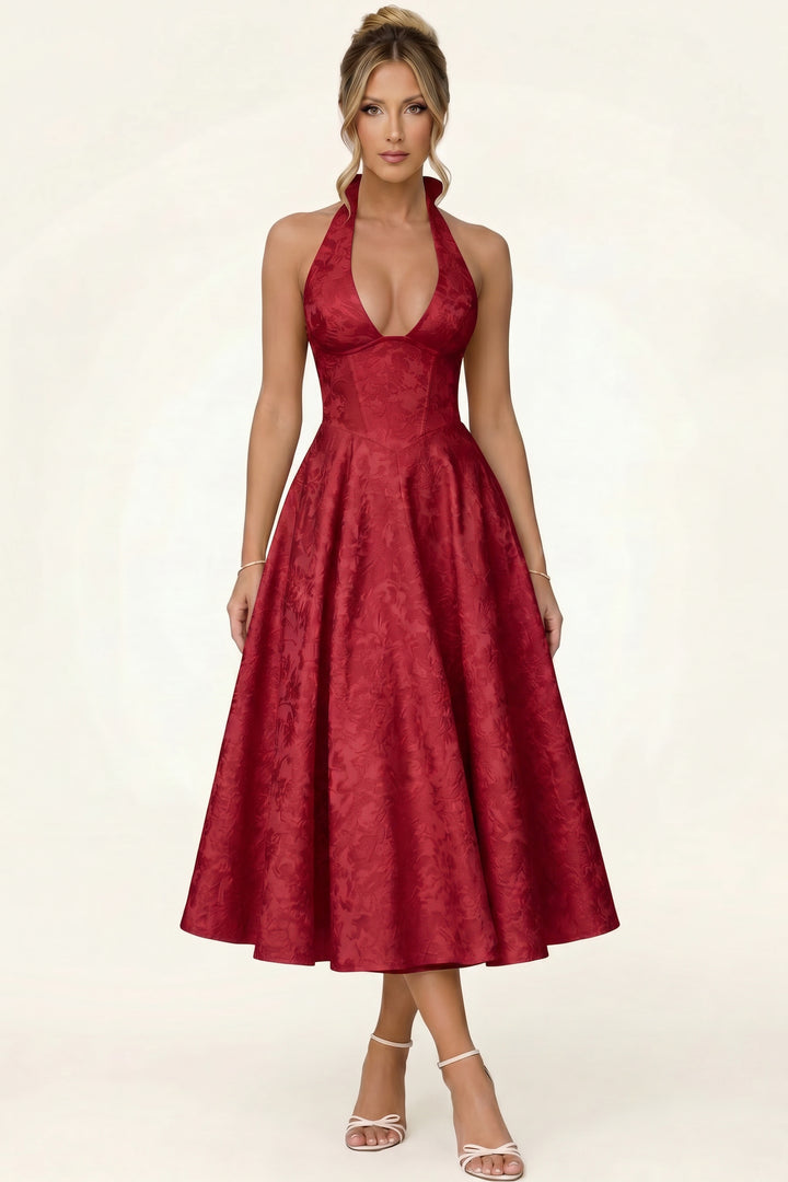 Eloise | Brocade Halter Midi