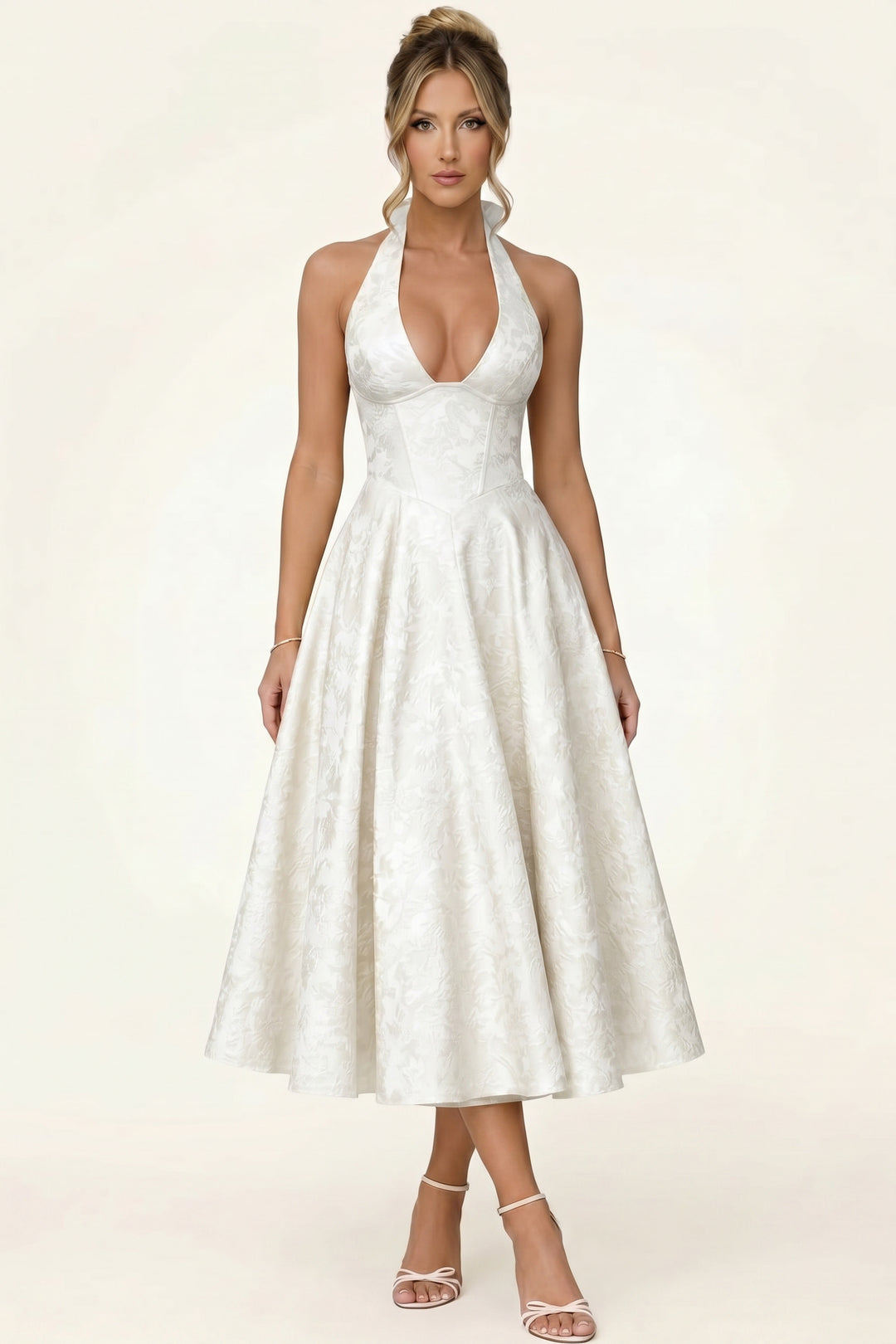 Eloise | Brocade Halter Midi