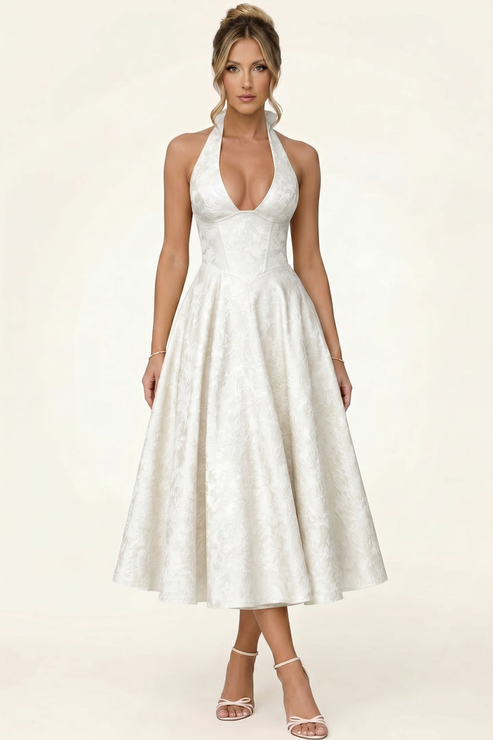 Eloise | Brocade Halter Midi