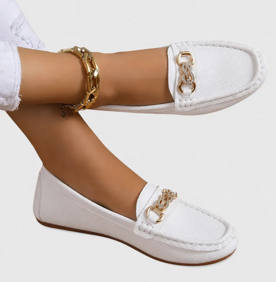 White chain embellished loafer, additional view