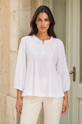 Esme | Embroidered Frill Neck Blouse