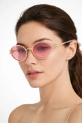 Fia | Oval Metal Frame Sunglasses
