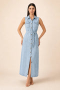 Flo | Belted Denim Maxi