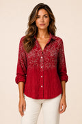 Gaia | Bandana Print Button-Down Blouse