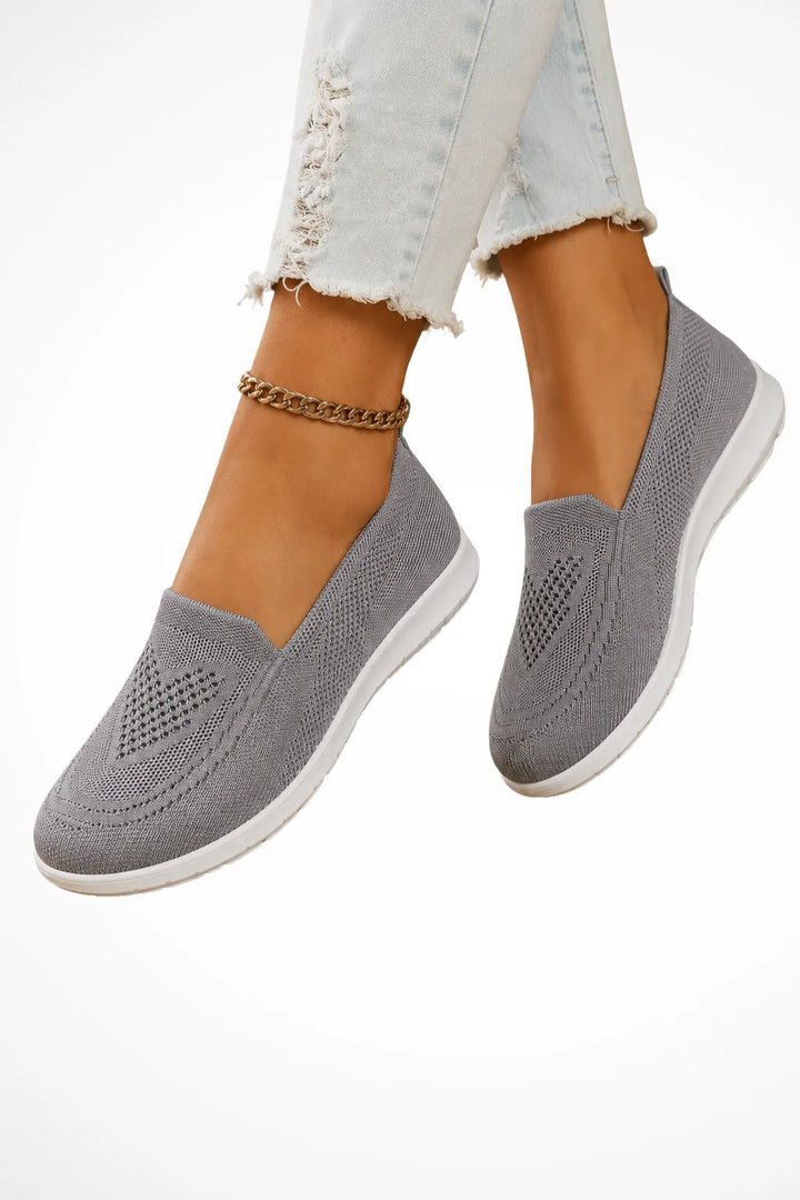 Grey knit slip-on sneaker, front view