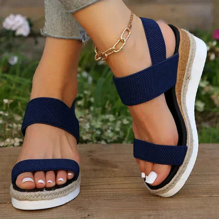 Brown espadrille wedge sandal