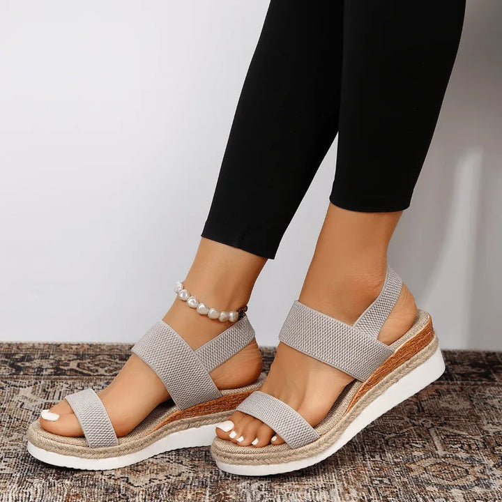 Brown espadrille wedge sandal