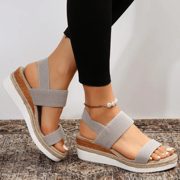 Gray espadrille wedge sandal