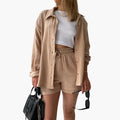 Greta | Crinkle Shirt Short Set