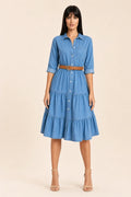 Gwen | Tiered Denim Shirt Dress