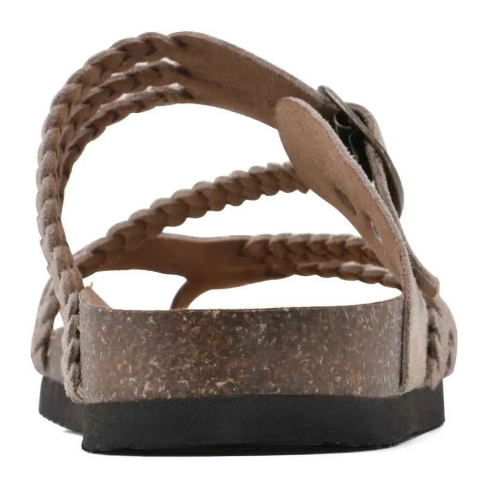 Green braided strap slide sandal, alternate angle view