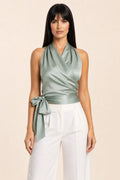 Ines | Satin Halter Wrap Top