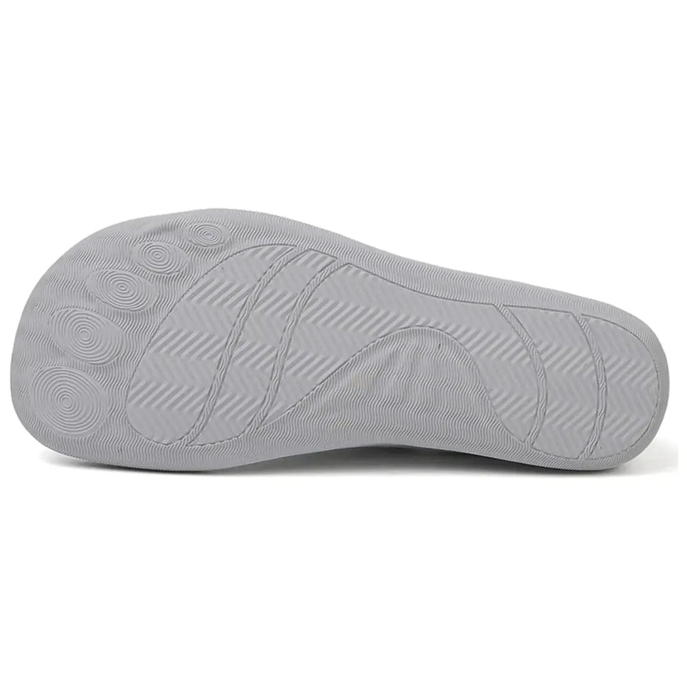 Gray barefoot knit sneaker, close-up detail view