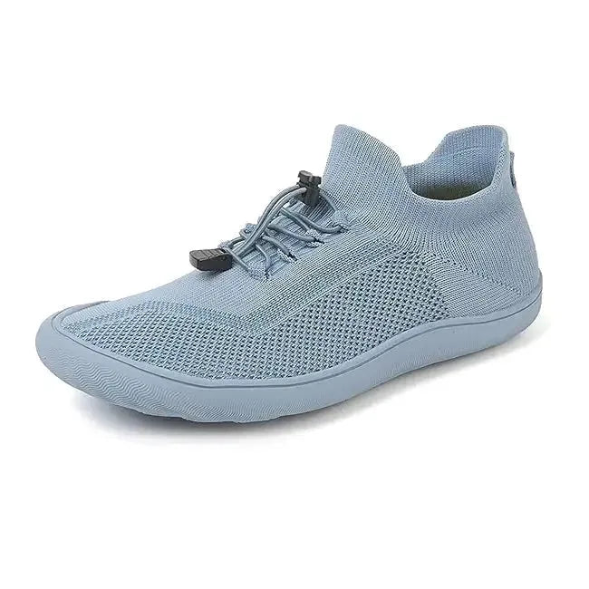 Gray barefoot knit sneaker, outsole detail view
