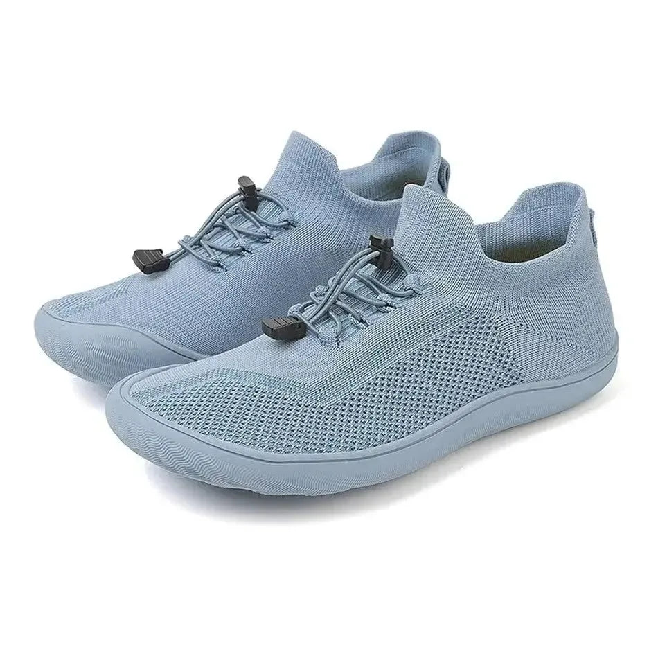 Gray barefoot knit sneaker, insole detail view