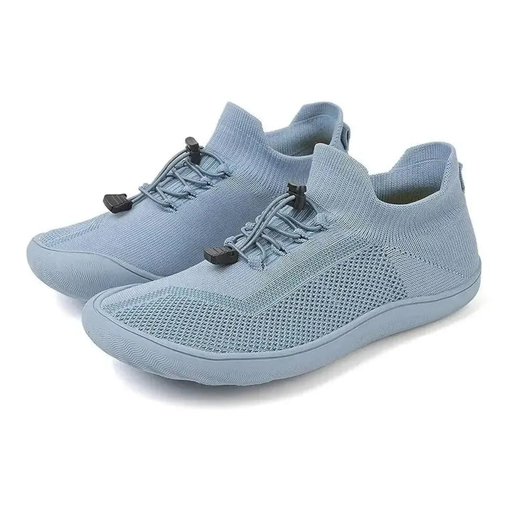 Gray barefoot knit sneaker, insole detail view