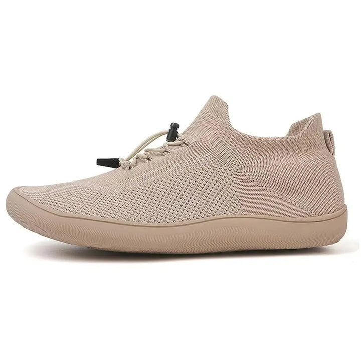 Gray barefoot knit sneaker, sole view