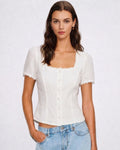 Kestrel | Lace Trim Button Blouse