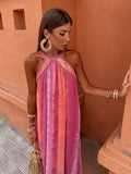 Lark | Embroidered Halter Maxi