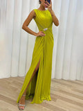Manon | Pleated Slit Gown