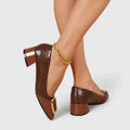 Nadia | Croc-Embossed Block Heel Pump