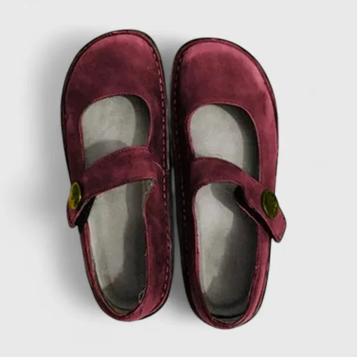 Green velcro strap mary jane shoe