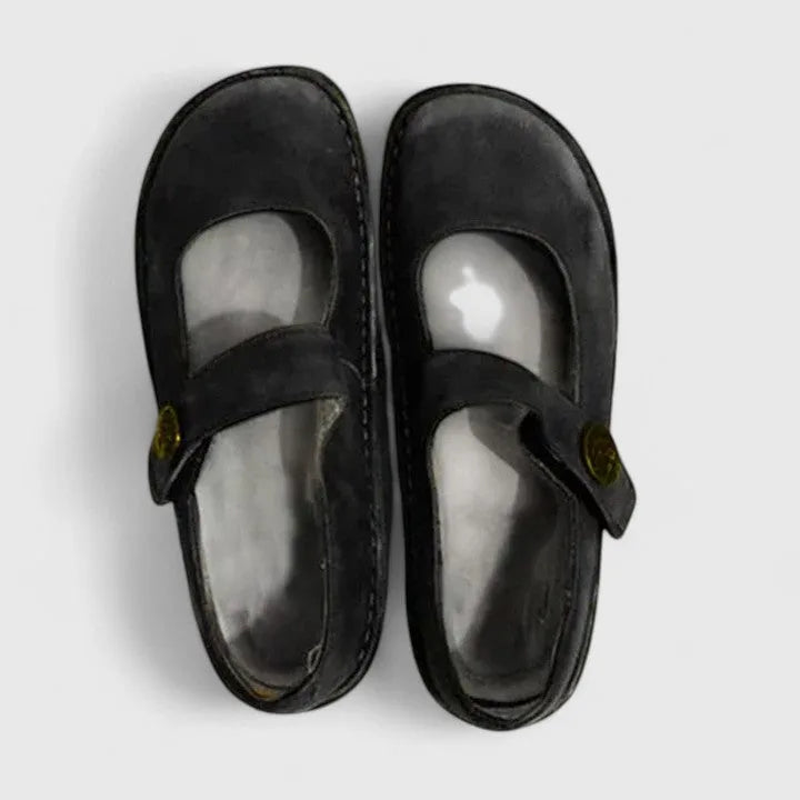 Green velcro strap mary jane shoe