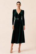 Olive | Glitter Velvet Wrap Midi