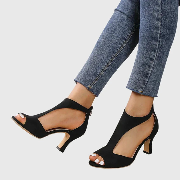 Pink cutout block heel sandal, additional view