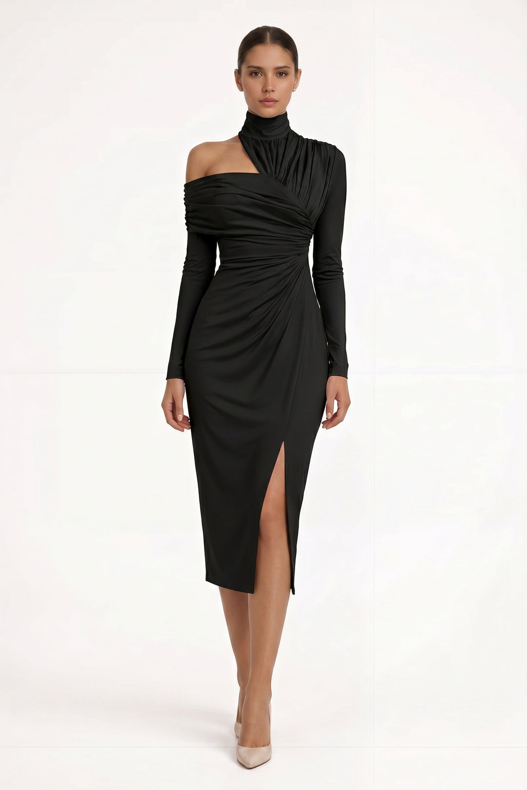 Remi | Asymmetric Ruched Midi