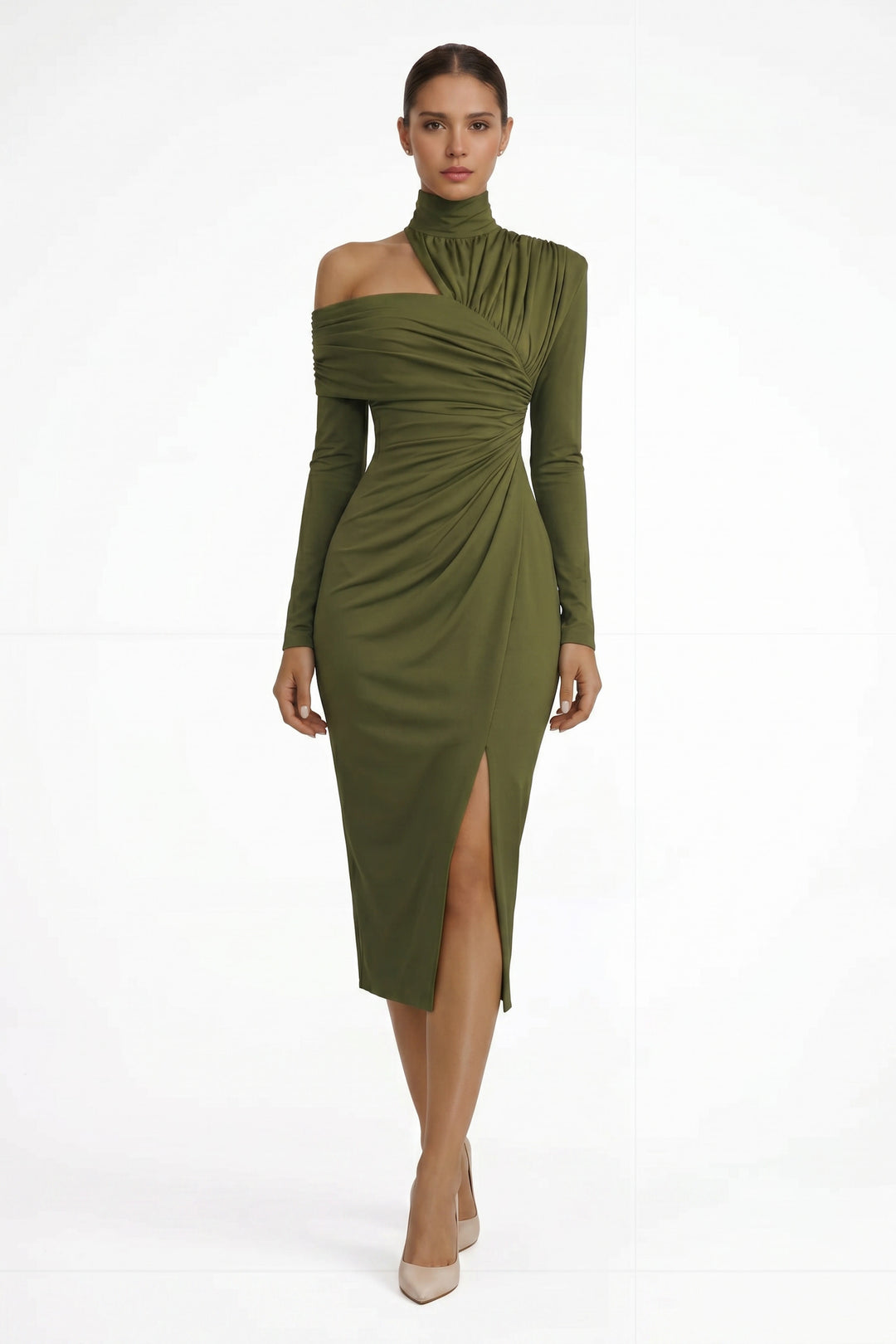 Remi | Asymmetric Ruched Midi