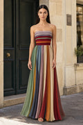 Rue | Pleated Stripe Gown