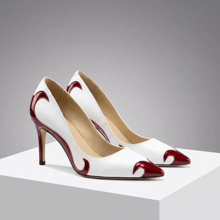 Black pointed toe stiletto pump, alternate angle view
