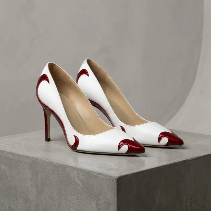 Black pointed toe stiletto pump, alternate angle view