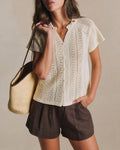 Salome | Ruffle Neck Crochet Blouse
