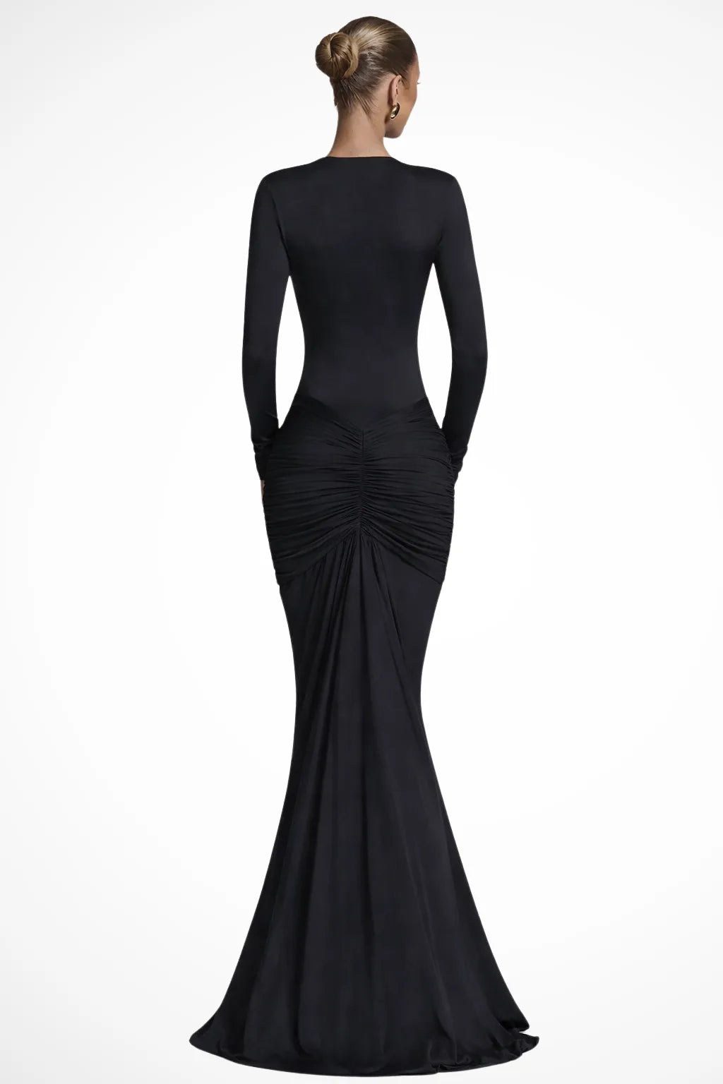 Trin | Deep V Ruched Gown